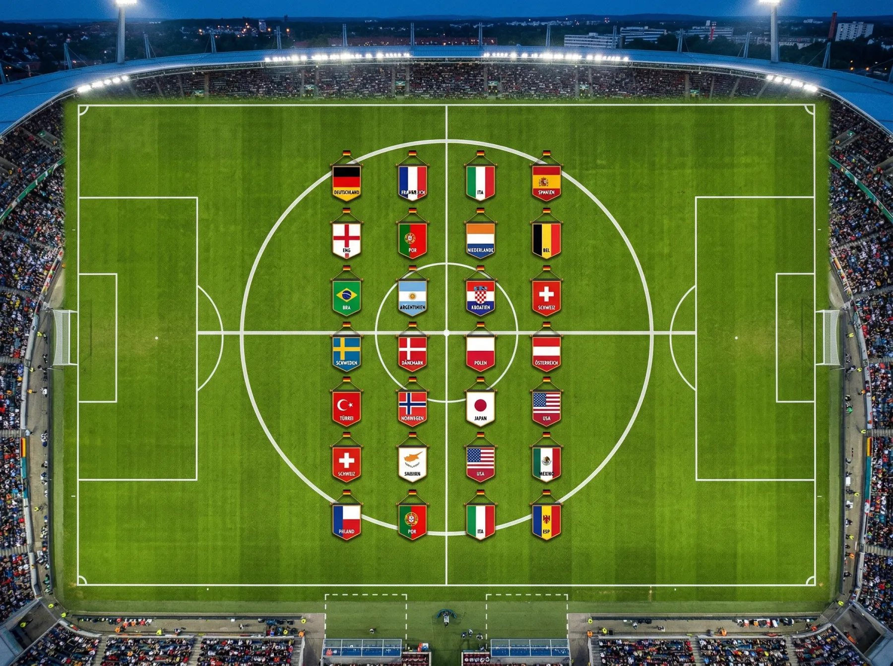 Grafische Darstellung des neuen WM-2026-Formats mit 48 Teams, 12 Gruppen und der Runde der 32